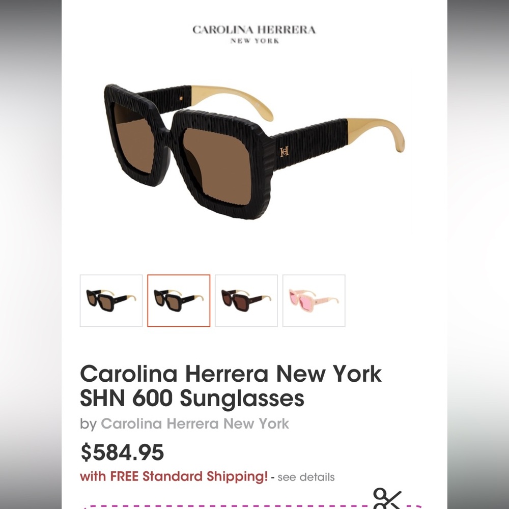 Carolina Herrera New York SHN600 $585 sunglasses black & gold